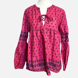 U.S. Polo Pink and Navy Peasant‎ Top